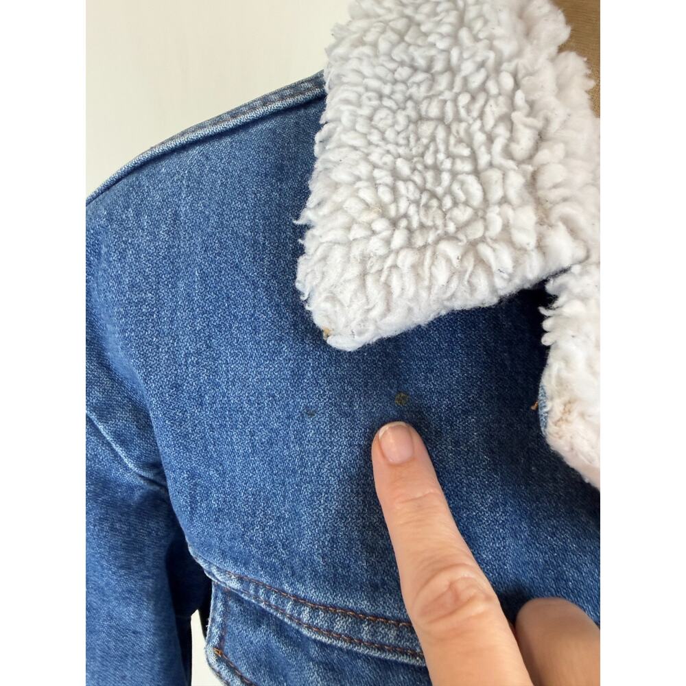 90's Vintage WRANGLER Sherpa Lined Denim Jacket Men's Trucker MEDIUM #0101 - Picture 8 of 16